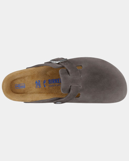 Birkenstock Boston Soft Footbed Oiled Leather Unisex Clogs - Iron