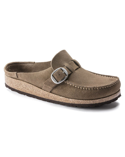 Birkenstock Buckley Suede Leather Womens Mule Moccasins - Grey Taupe