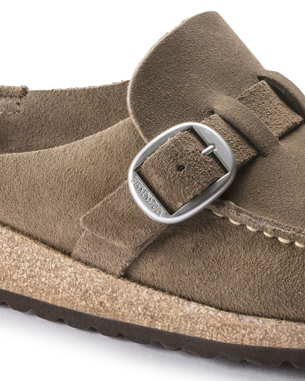 Birkenstock Buckley Suede Leather Womens Mule Moccasins - Grey Taupe
