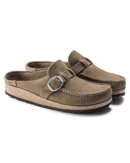 Birkenstock Buckley Suede Leather Womens Mule Moccasins - Grey Taupe