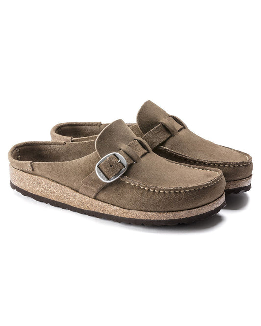 Birkenstock Buckley Suede Leather Womens Mule Moccasins - Grey Taupe