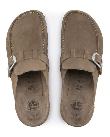 Birkenstock Buckley Suede Leather Womens Mule Moccasins - Grey Taupe