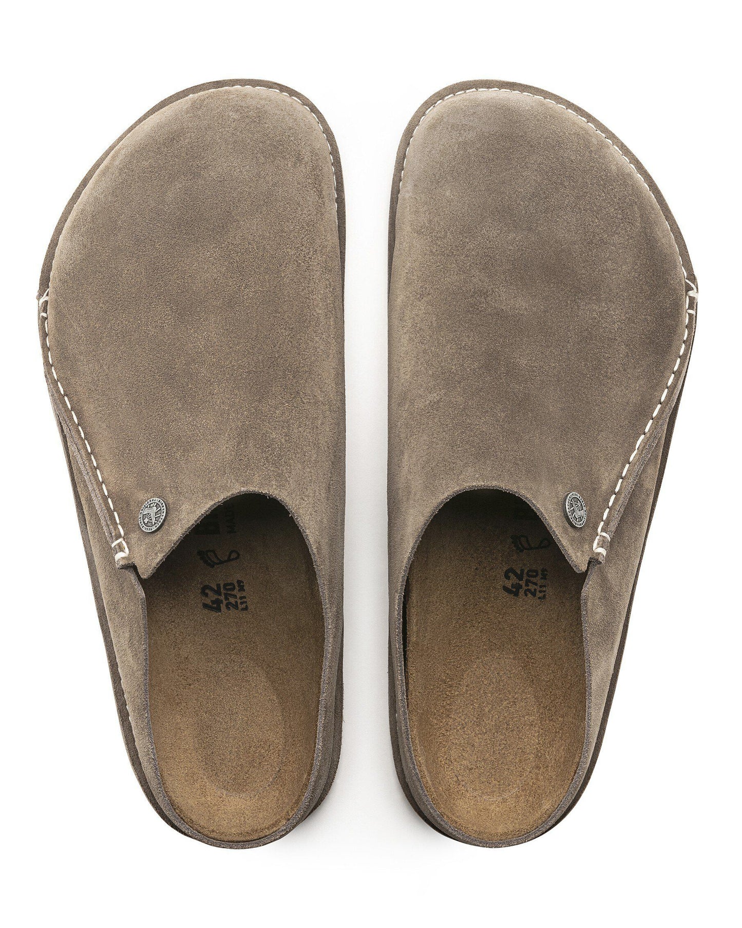 Birkenstock Zermatt Premium Suede Leather Womens Clogs - Grey Taupe