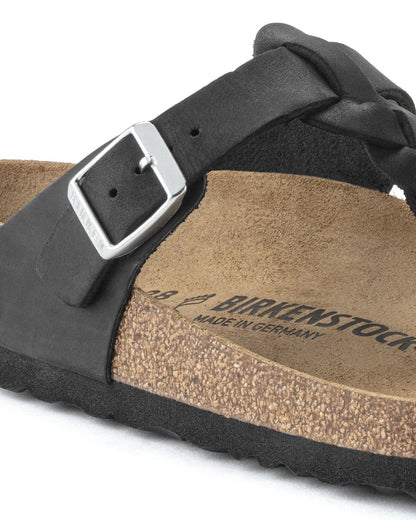 Birkenstock Gizeh Braided Natural Oiled Leather Womens Sandals - Black
