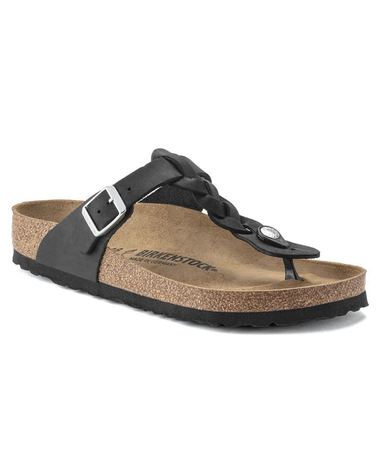 Birkenstock Gizeh Braided Natural Oiled Leather Womens Sandals - Black