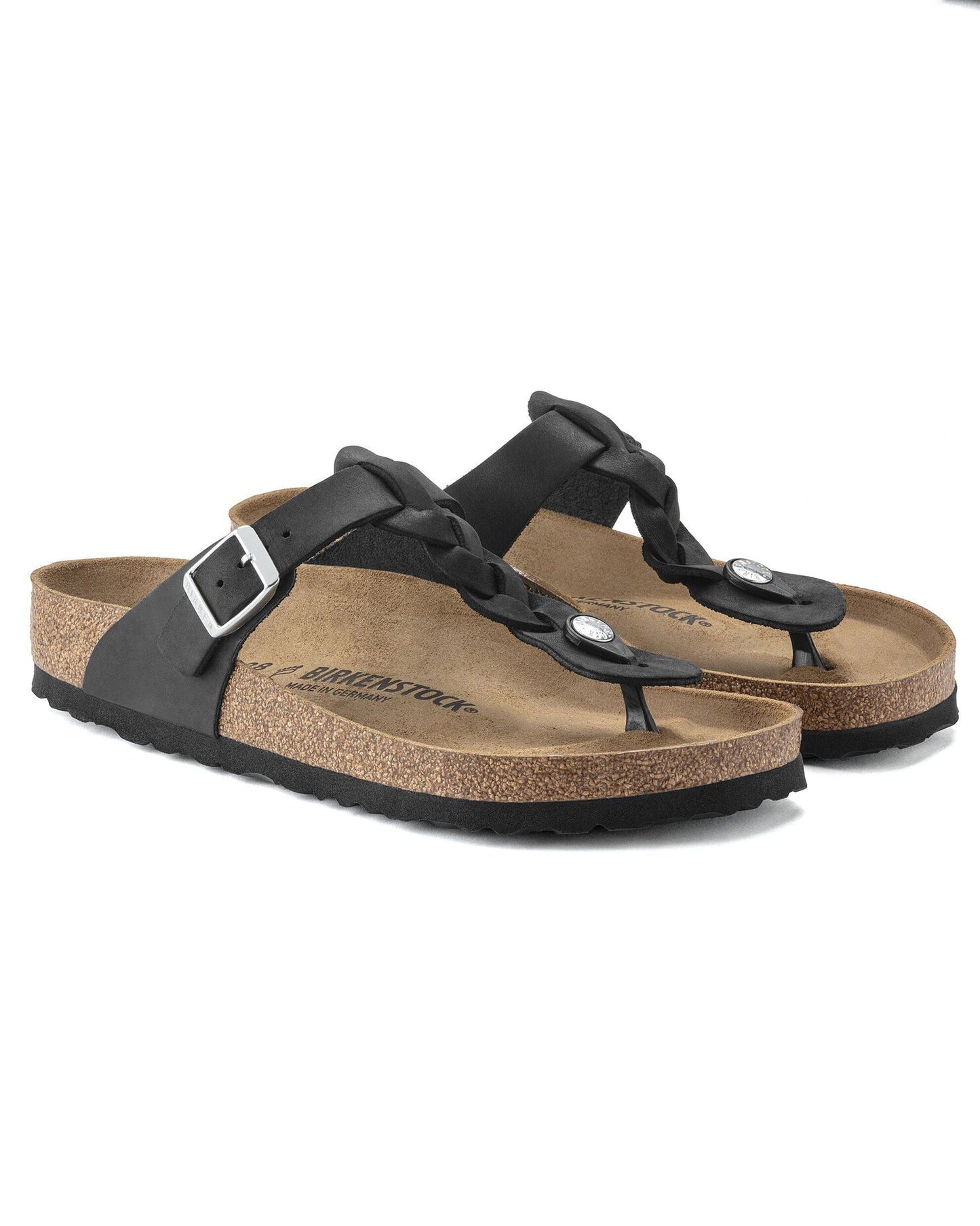 Birkenstock Gizeh Braided Natural Oiled Leather Womens Sandals - Black