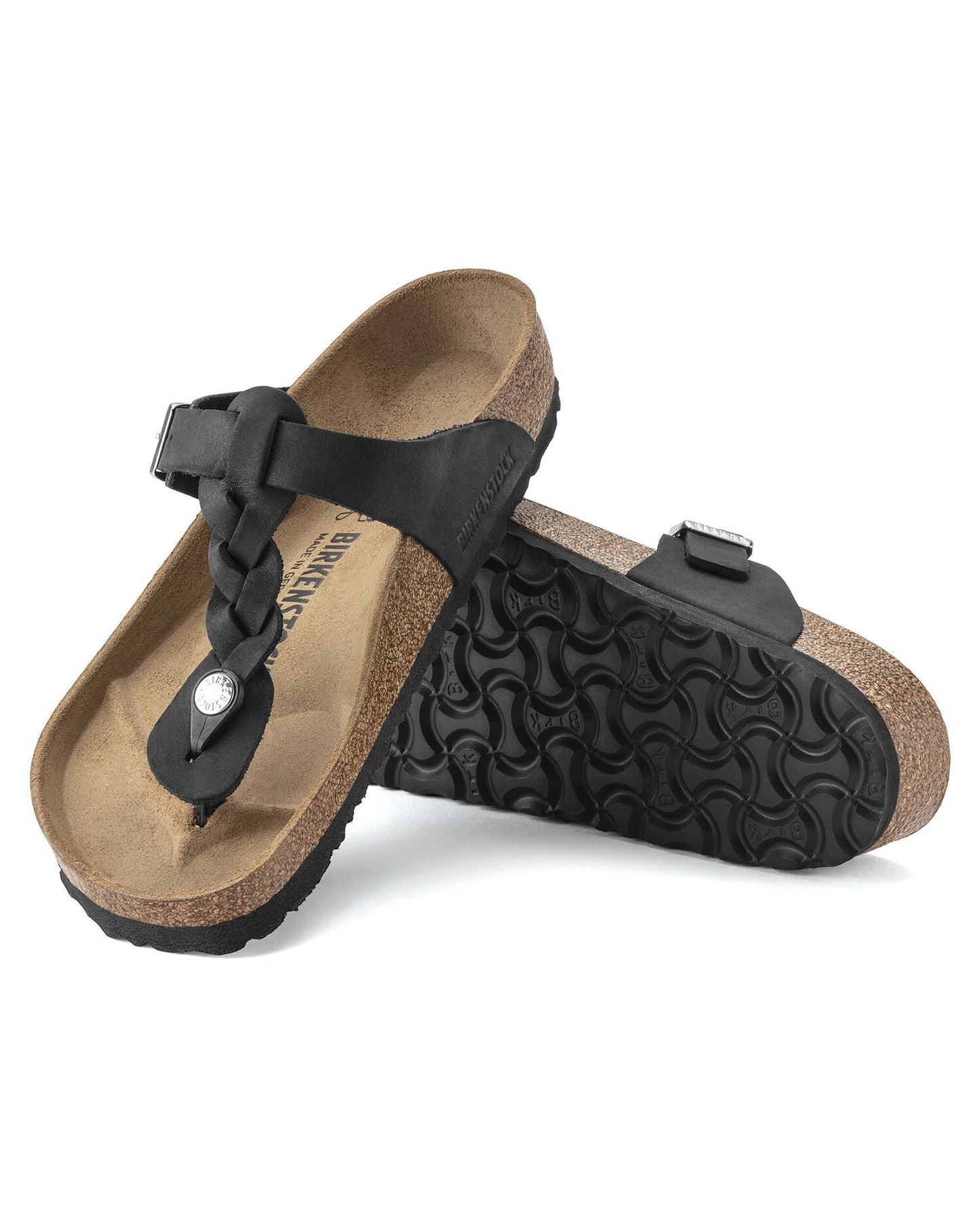Birkenstock Gizeh Braided Natural Oiled Leather Womens Sandals - Black