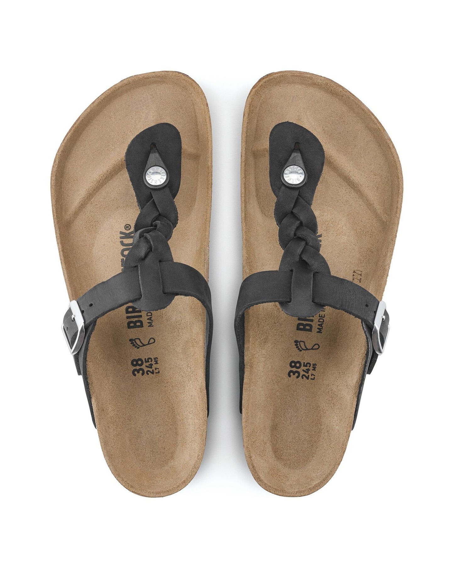 Birkenstock Gizeh Braided Natural Oiled Leather Womens Sandals - Black