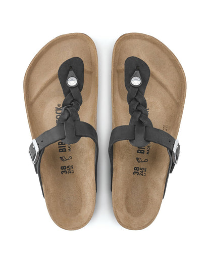 Birkenstock Gizeh Braided Natural Oiled Leather Womens Sandals - Black