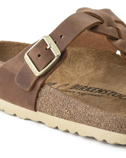Birkenstock Gizeh Braided Natural Oiled Leather Womens Sandals - Cognac