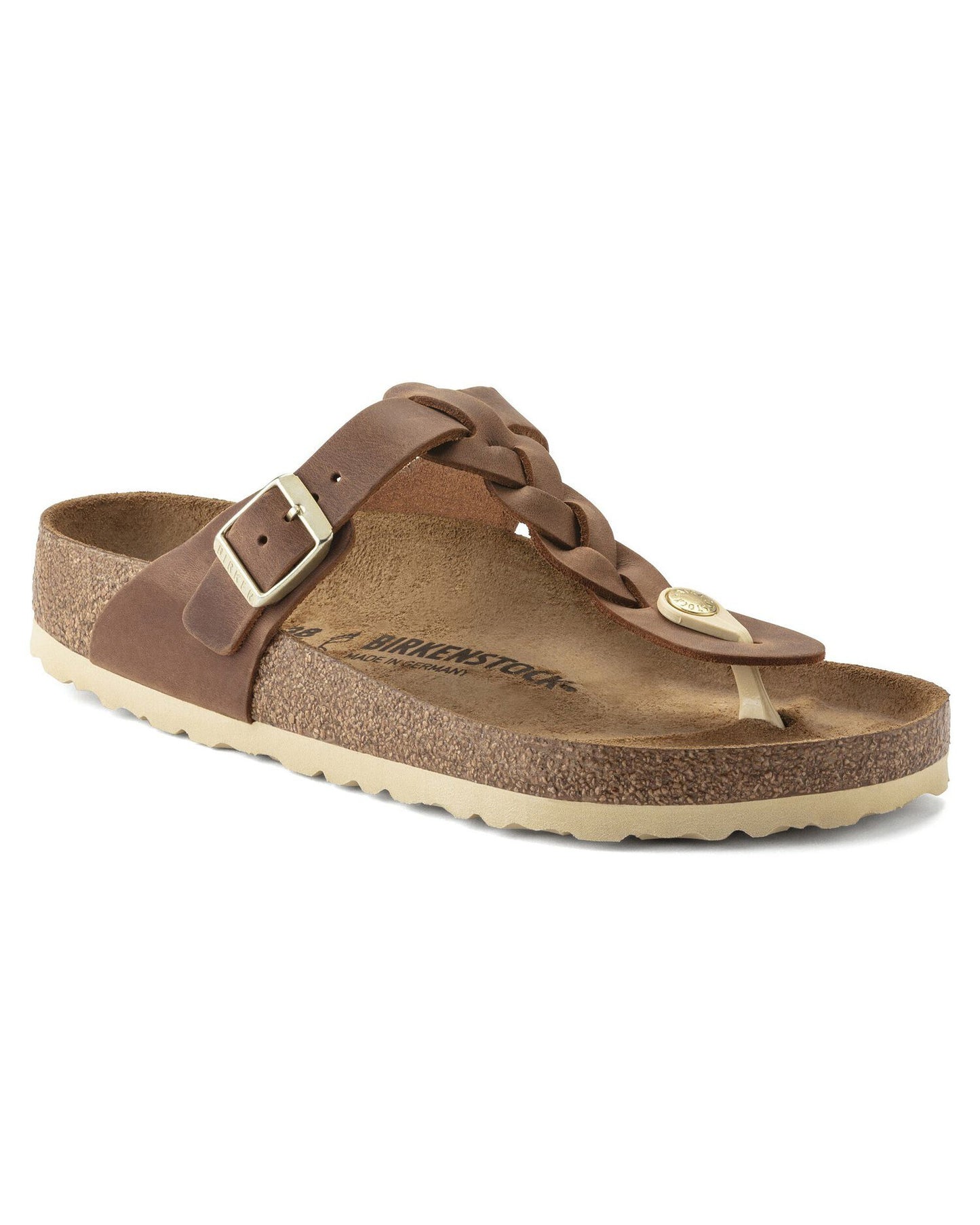 Birkenstock Gizeh Braided Natural Oiled Leather Womens Sandals - Cognac