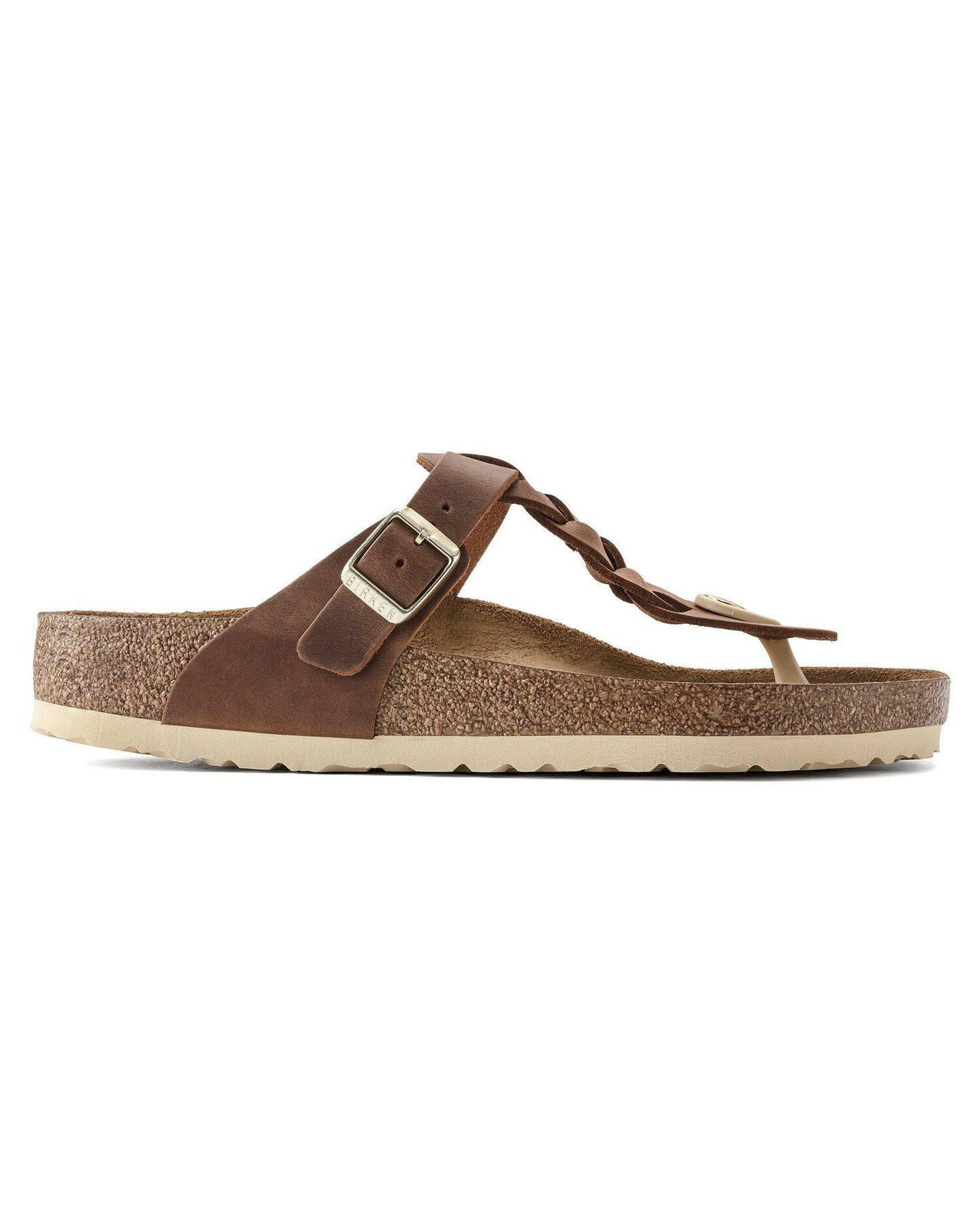 Birkenstock Gizeh Braided Natural Oiled Leather Womens Sandals - Cognac