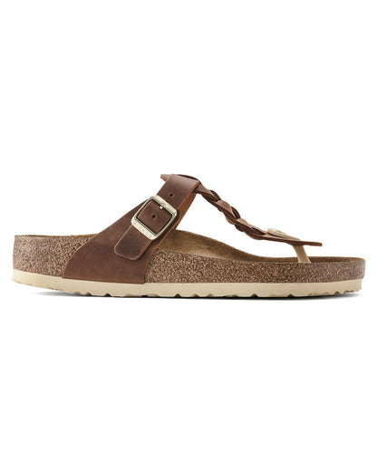 Birkenstock Gizeh Braided Natural Oiled Leather Womens Sandals - Cognac