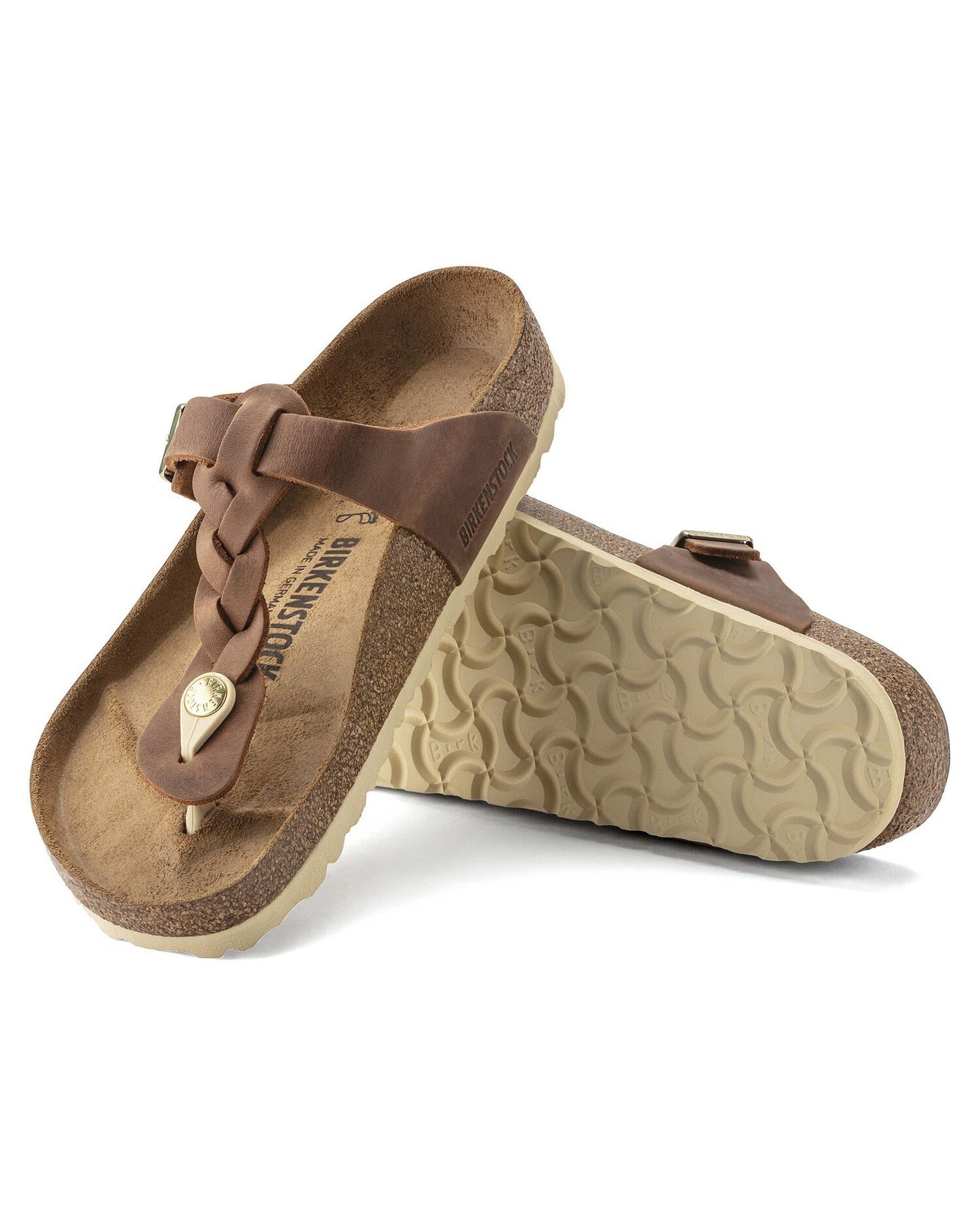 Birkenstock Gizeh Braided Natural Oiled Leather Womens Sandals - Cognac