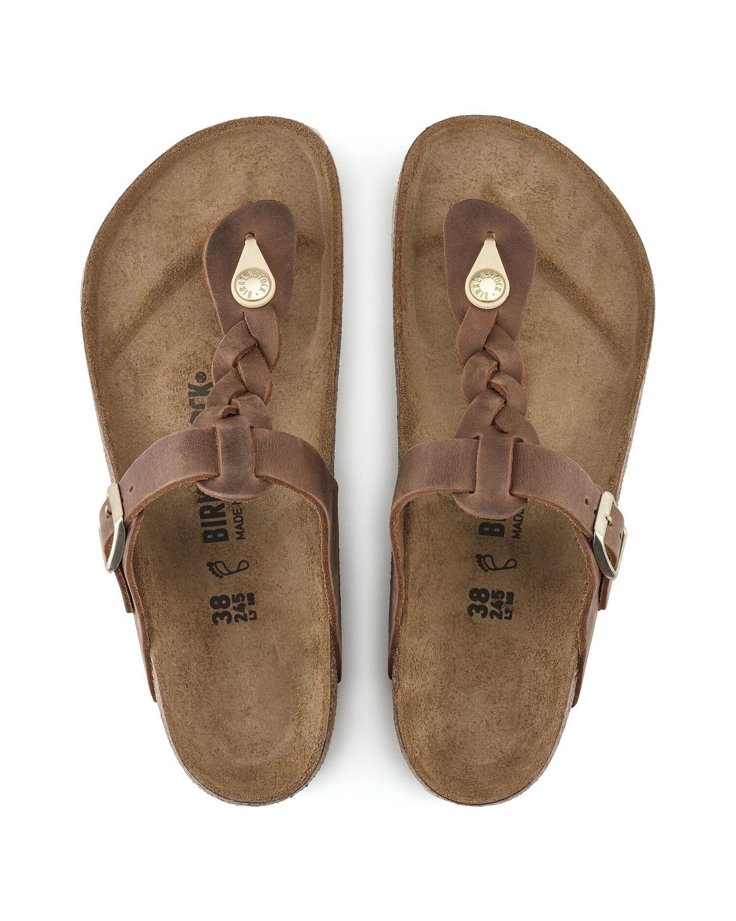 Birkenstock Gizeh Braided Natural Oiled Leather Womens Sandals - Cognac