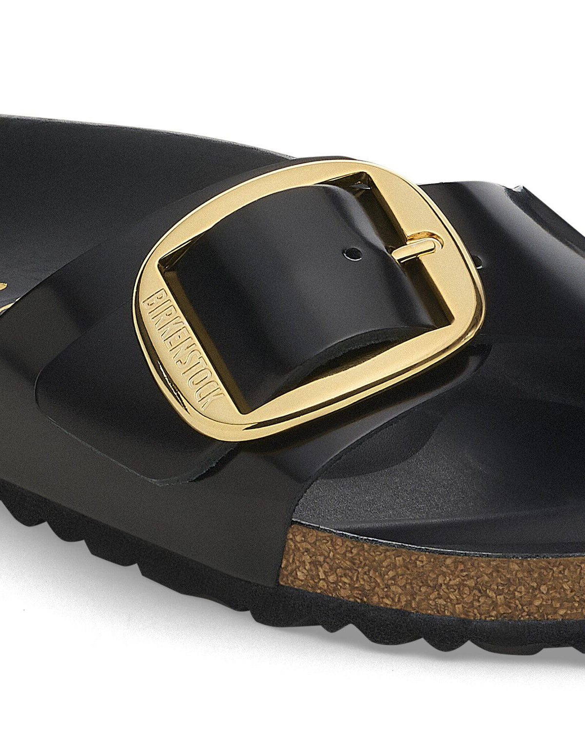 Birkenstock Madrid Big Buckle Natural Patent Leather Womens Sandals - High-Shine Black