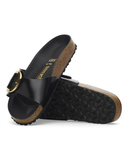 Birkenstock Madrid Big Buckle Natural Patent Leather Womens Sandals - High-Shine Black