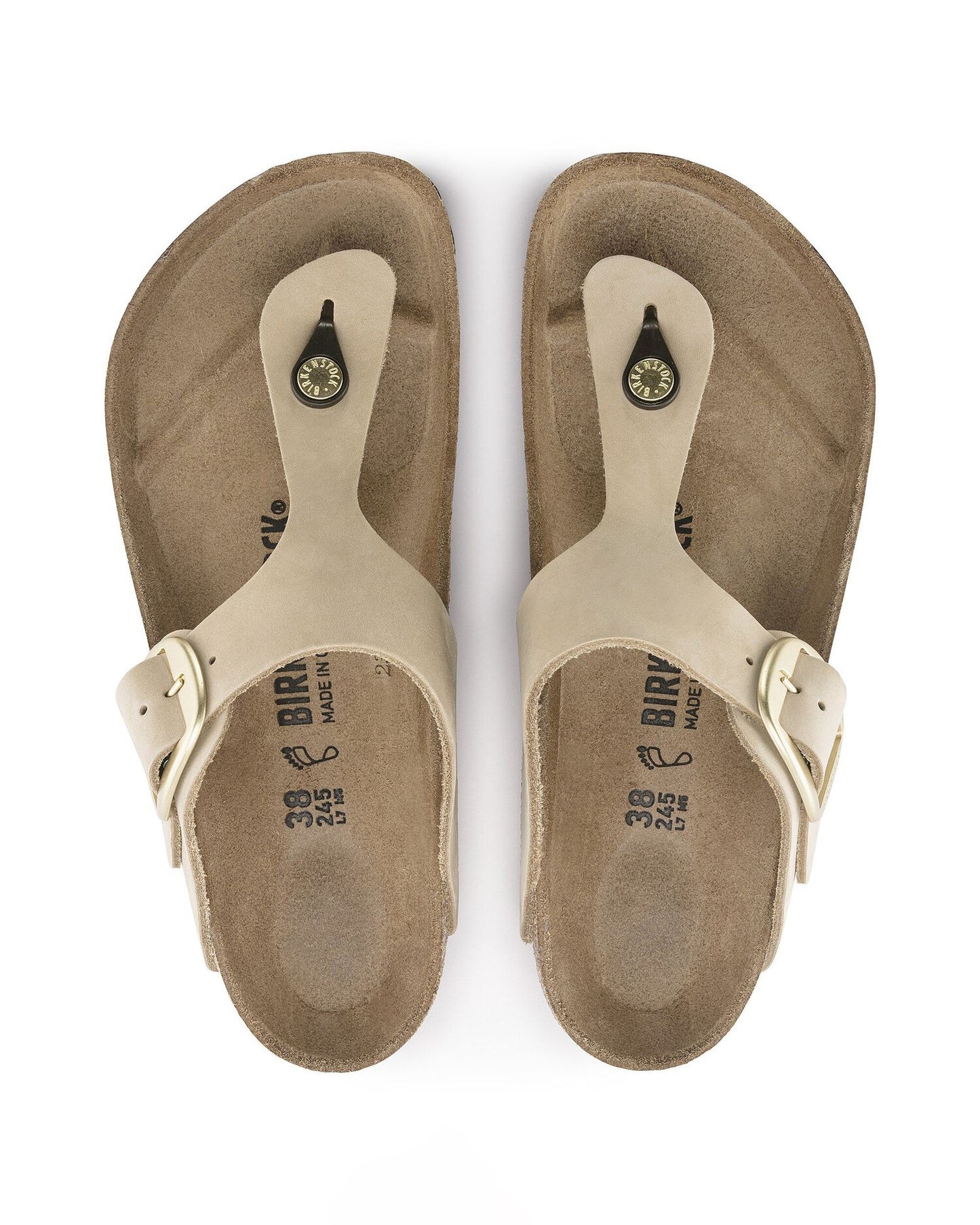 Birkenstock Gizeh Big Buckle Nubuck Leather Womens Sandals - Sandcastle