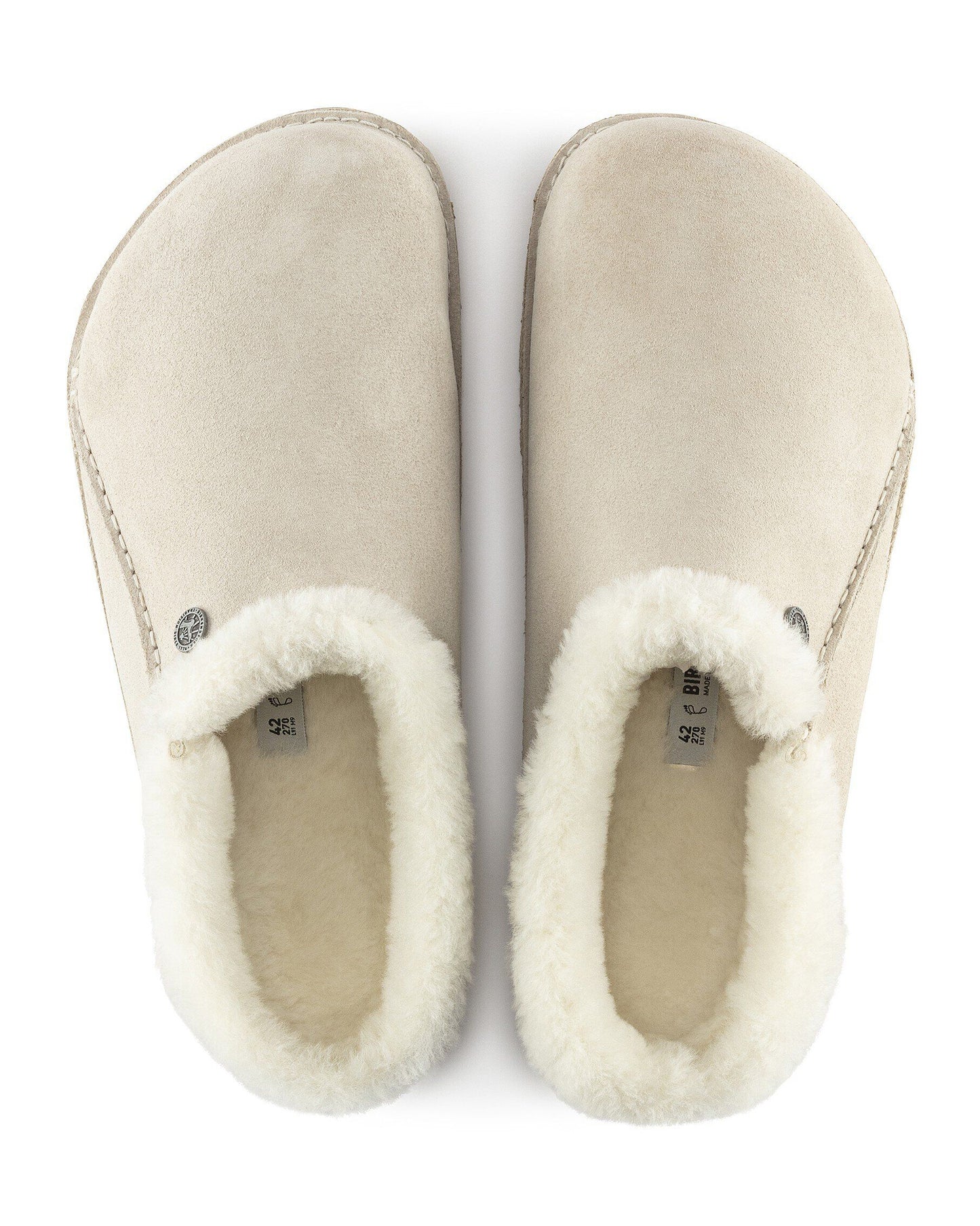 Birkenstock Zermatt Premium Shearling Suede Womens Clogs - Antique White