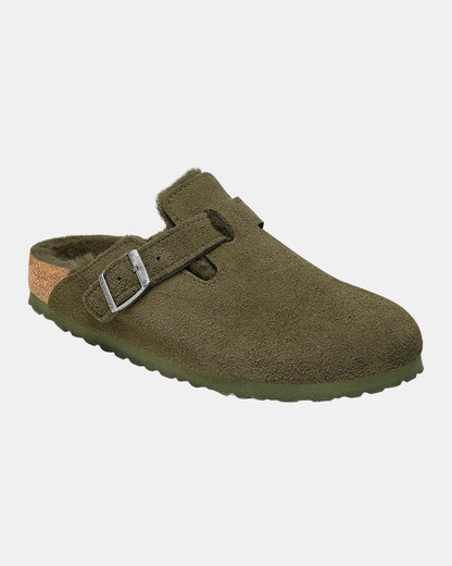 Birkenstock Boston VL Sheepskin Womens Clogs - Thyme