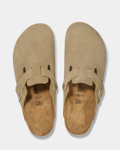 Birkenstock Boston Suede Leather Womens Clogs - Faded Khaki