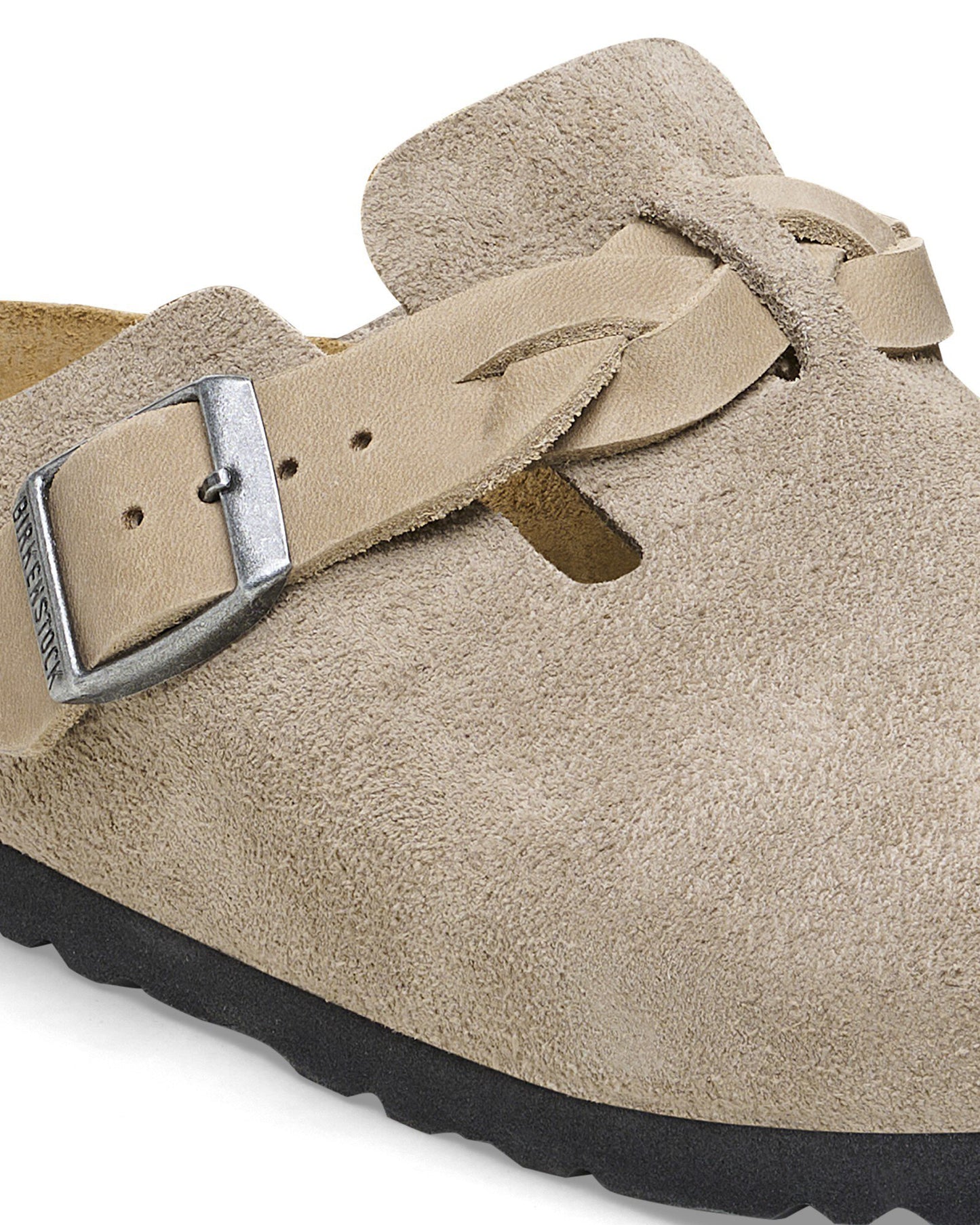 Birkenstock Boston Braided Suede Leather Womens Clogs - Taupe