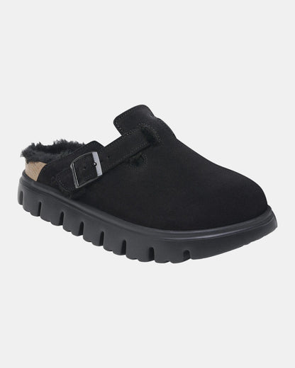 Birkenstock Papillio Boston Chunky Shearling Womens Clogs - Black