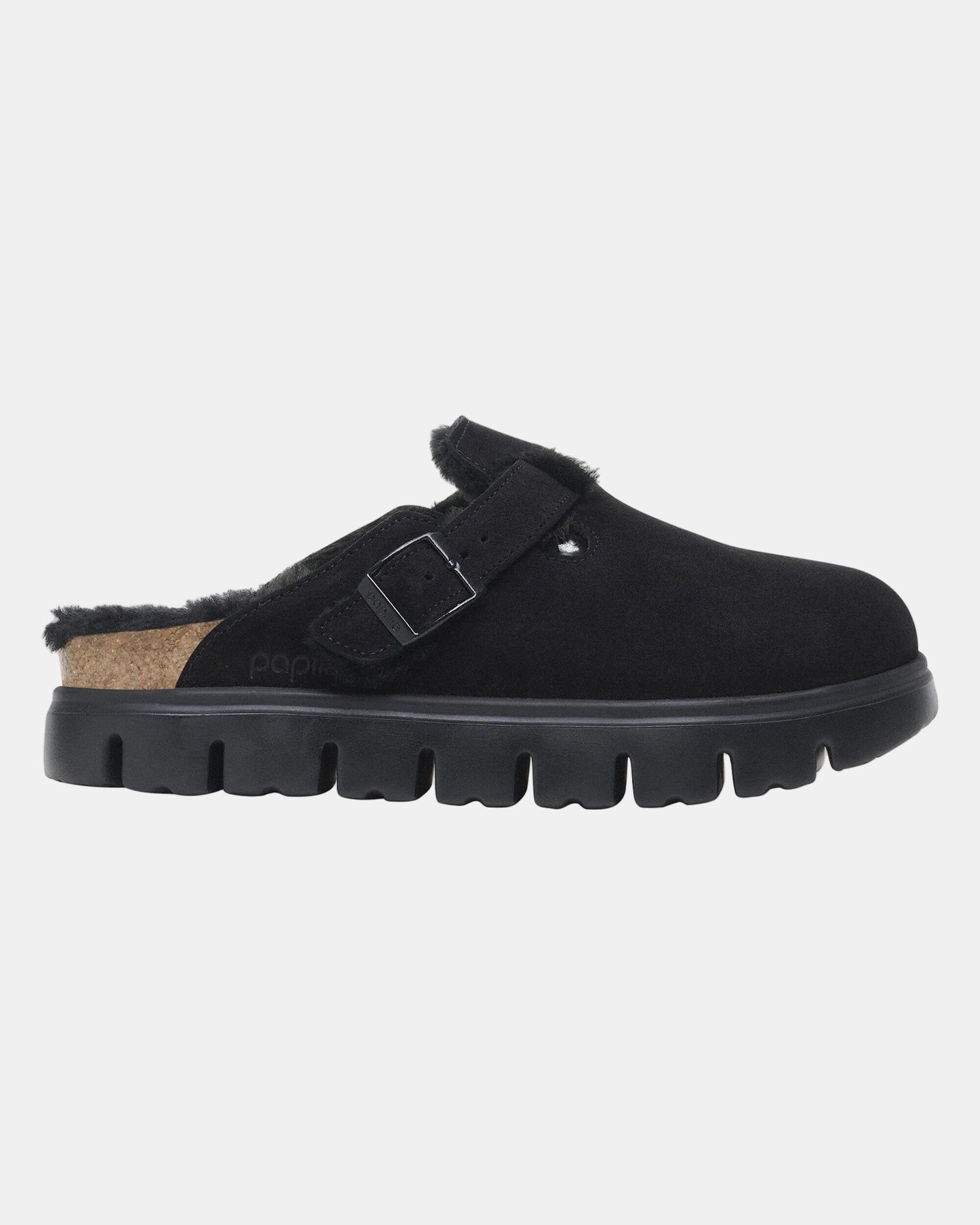Birkenstock Papillio Boston Chunky Shearling Womens Clogs - Black