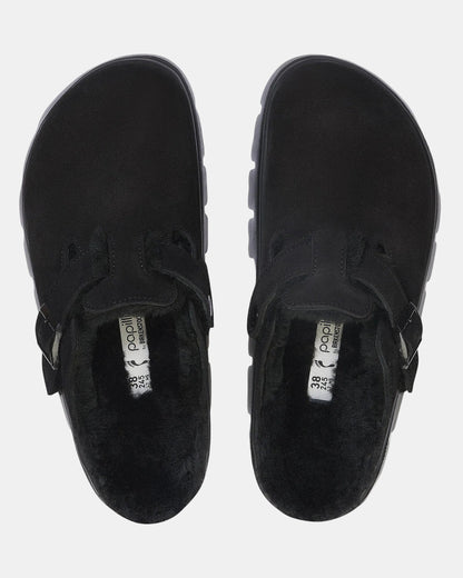 Birkenstock Papillio Boston Chunky Shearling Womens Clogs - Black