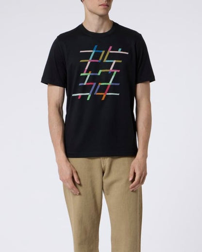 PS Paul Smith Mens PS Grid Graphic T - Shirt - Black 79 | CHO | Designer Mens T - Shirts