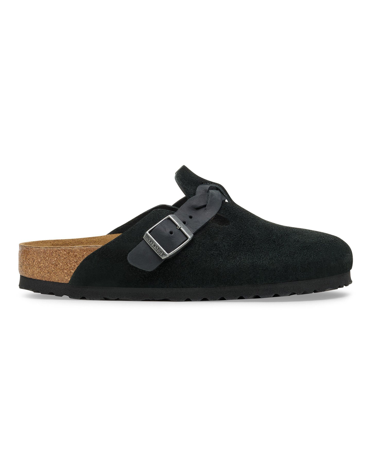 Birkenstock Boston Braided Suede Leather Womens Clogs - Black