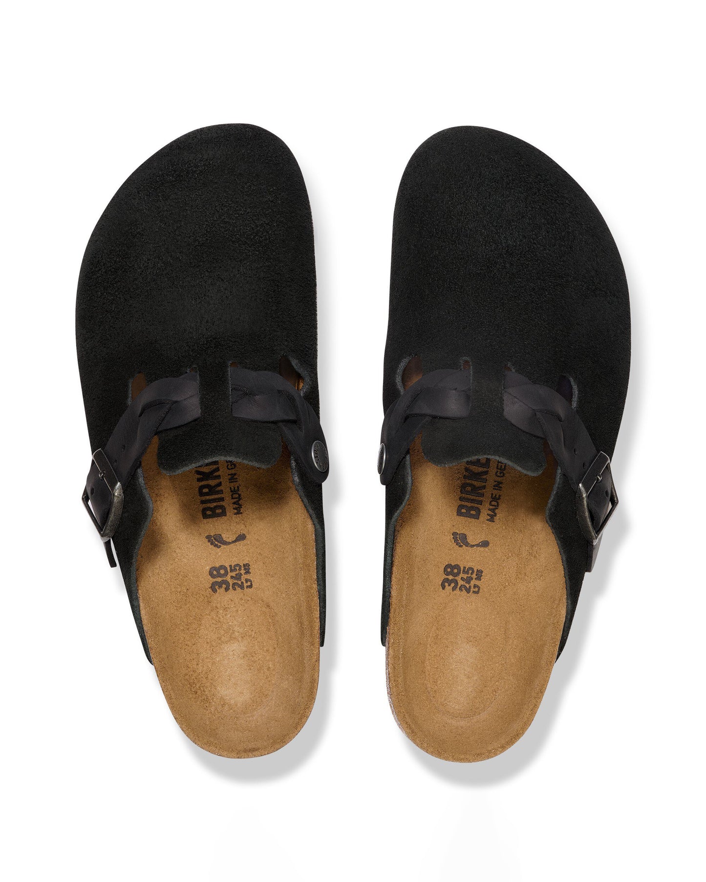 Birkenstock Boston Braided Suede Leather Womens Clogs - Black