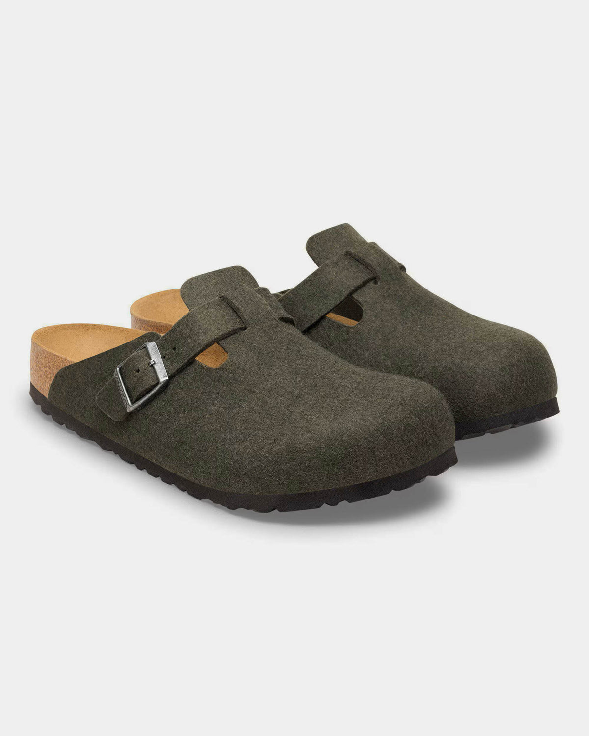 Birkenstock Boston Wool Felt Womens Clogs - Thyme, pair