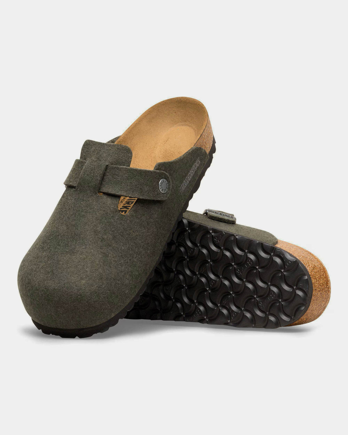 Birkenstock Boston Wool Felt Womens Clogs - Thyme, sole