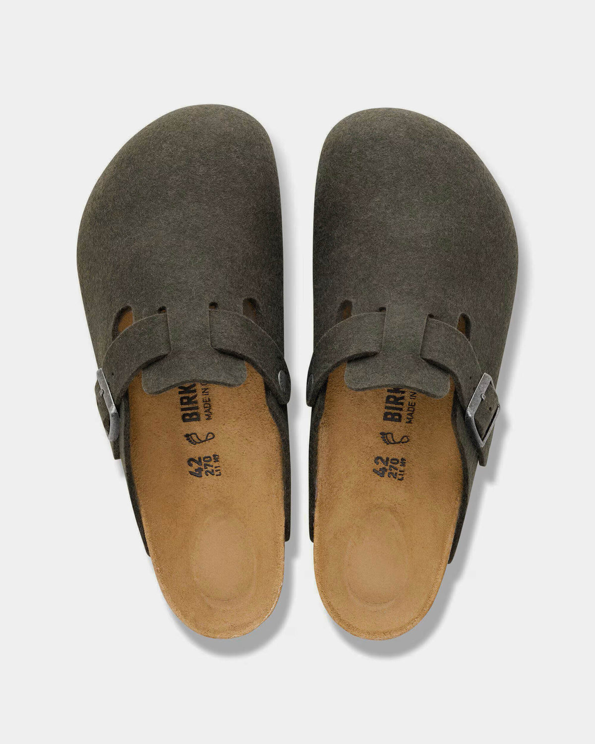 Birkenstock Boston Wool Felt Womens Clogs - Thyme, top