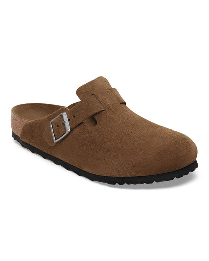 Birkenstock Boston Soft Footbed Unisex Suede Clogs - Dark Tea/Tonal Footbed