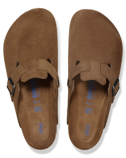 Birkenstock Boston Soft Footbed Unisex Suede Clogs - Dark Tea/Tonal Footbed