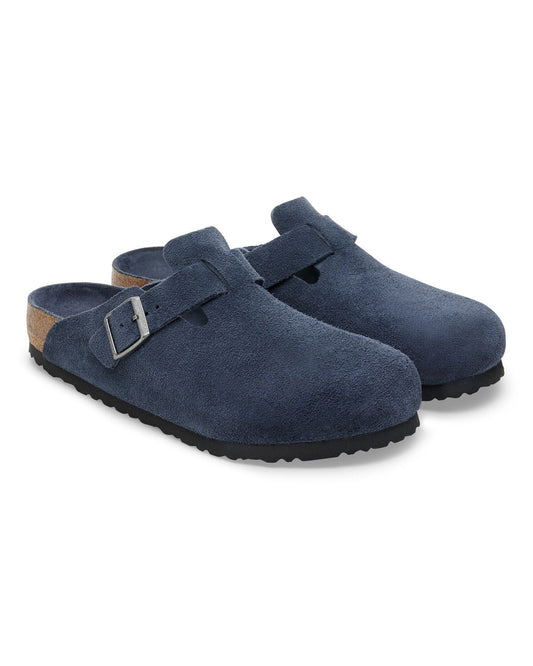 Birkenstock Boston Soft Footbed Unisex Suede Clogs - New Navy Tonal FB
