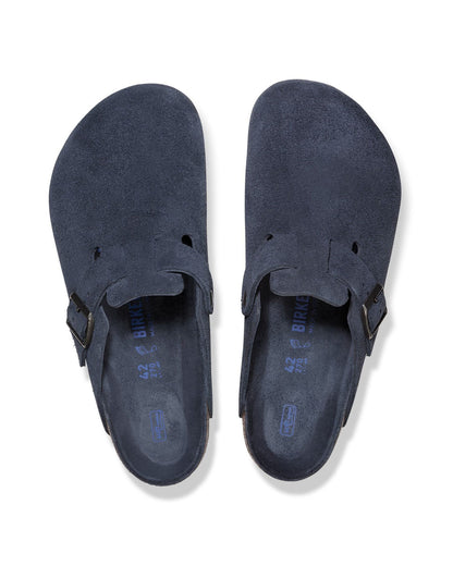 Birkenstock Boston Soft Footbed Unisex Suede Clogs - New Navy Tonal FB