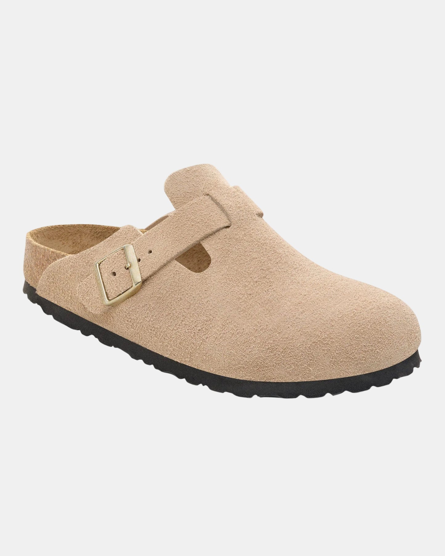 Birkenstock Boston Suede Leather Womens Clogs - Sandcastle. Front