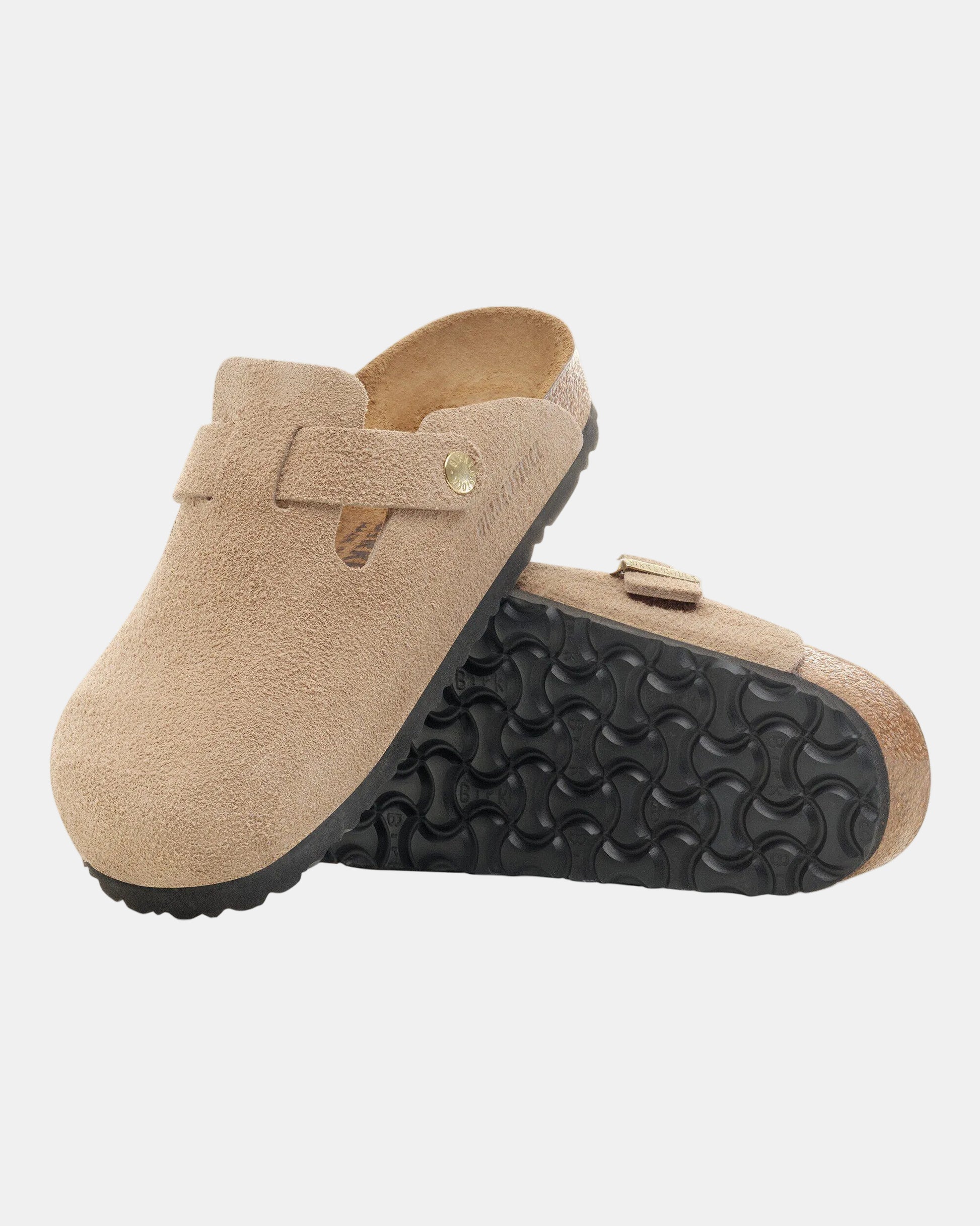 Birkenstock Boston Suede Leather Womens Clogs - Sandcastle, Pair