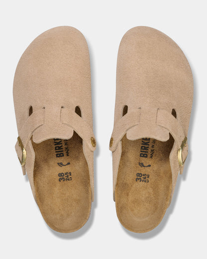 Birkenstock Boston Suede Leather Womens Clogs - Sandcastle