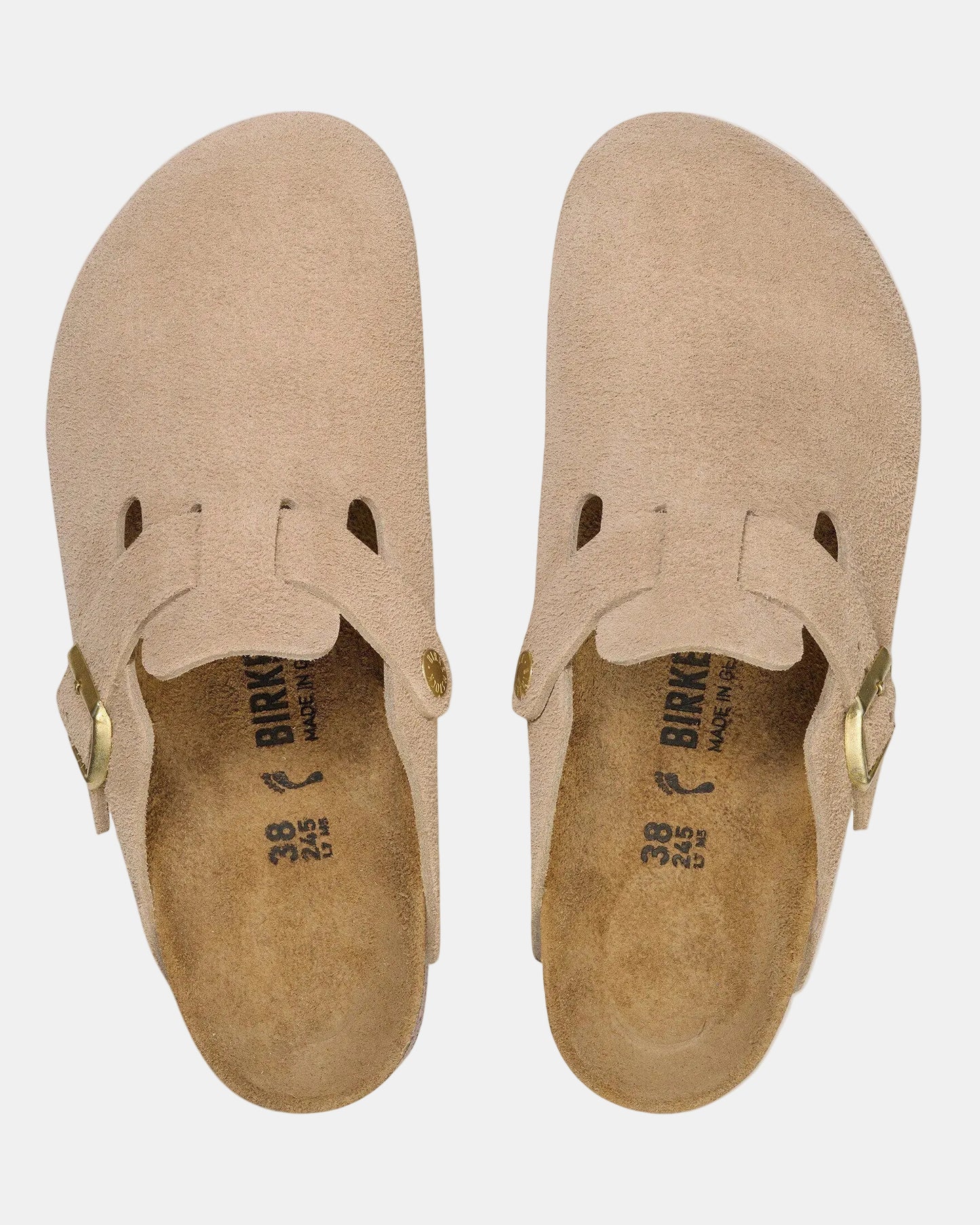 Birkenstock Boston Suede Leather Womens Clogs - Sandcastle, top