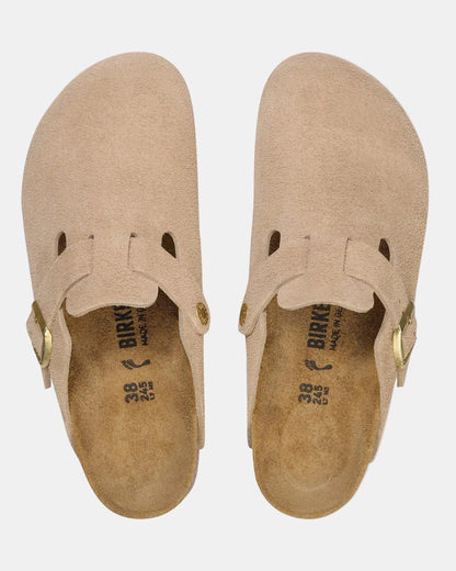 Birkenstock Boston Suede Leather Womens Clogs - Sandcastle, top