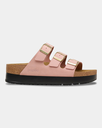 Birkenstock Papillio Florida III Flex Womens Nubuck Platform Sandals - Pink Clay