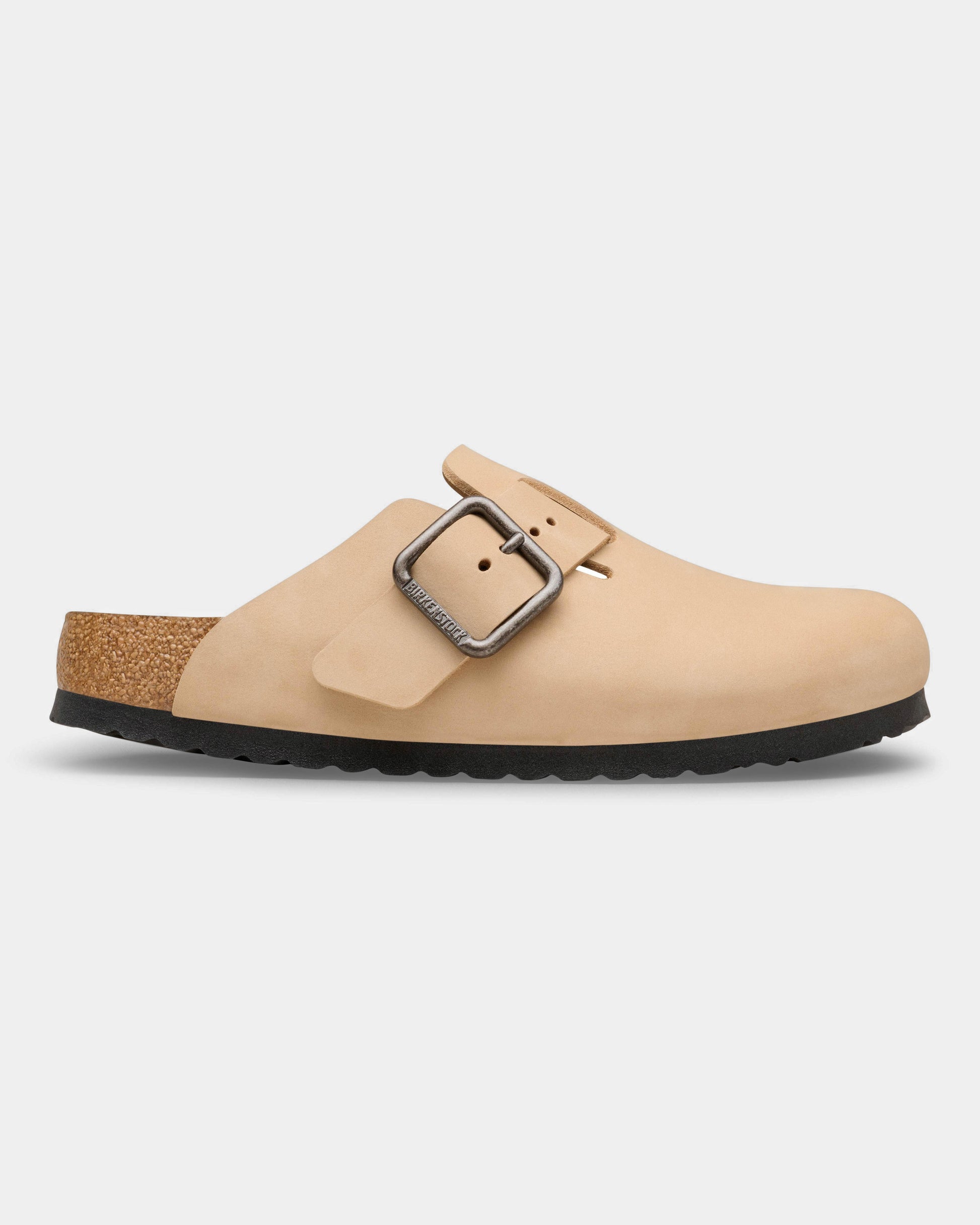 Birkenstock Boston Wire Buckle Nubuck Leather Womens Clogs - Sandcastle | CHO | Designer Womens Clogs