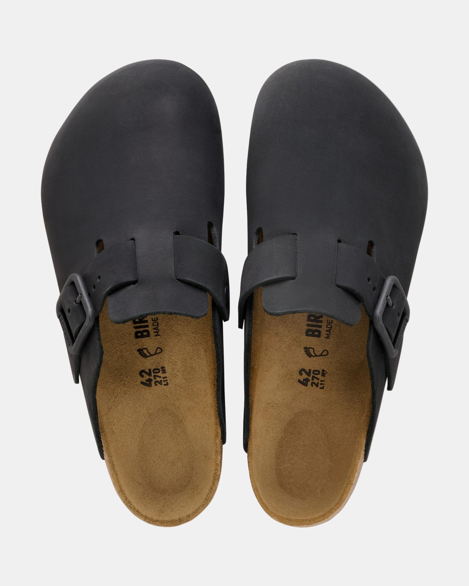 Birkenstock Boston Wire Buckle Nubuck Leather Womens Clogs - Black | CHO | Designer Womens Clogs