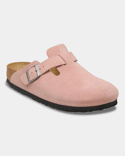 Birkenstock Boston Suede Leather Womens Clogs - Pink Clay