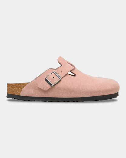 Birkenstock Boston Suede Leather Womens Clogs - Pink Clay