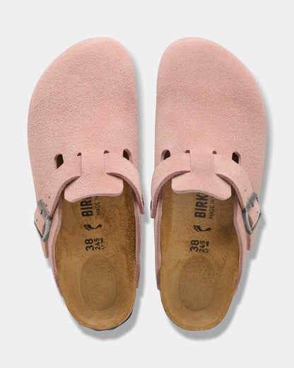 Birkenstock Boston Suede Leather Womens Clogs - Pink Clay